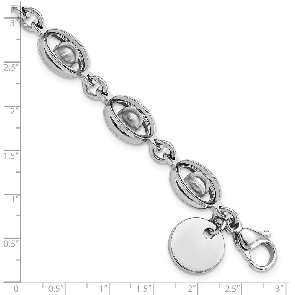 8 Zoll Edelstahl Poliert & Satiniert Oval Beweglich Kugel Armband