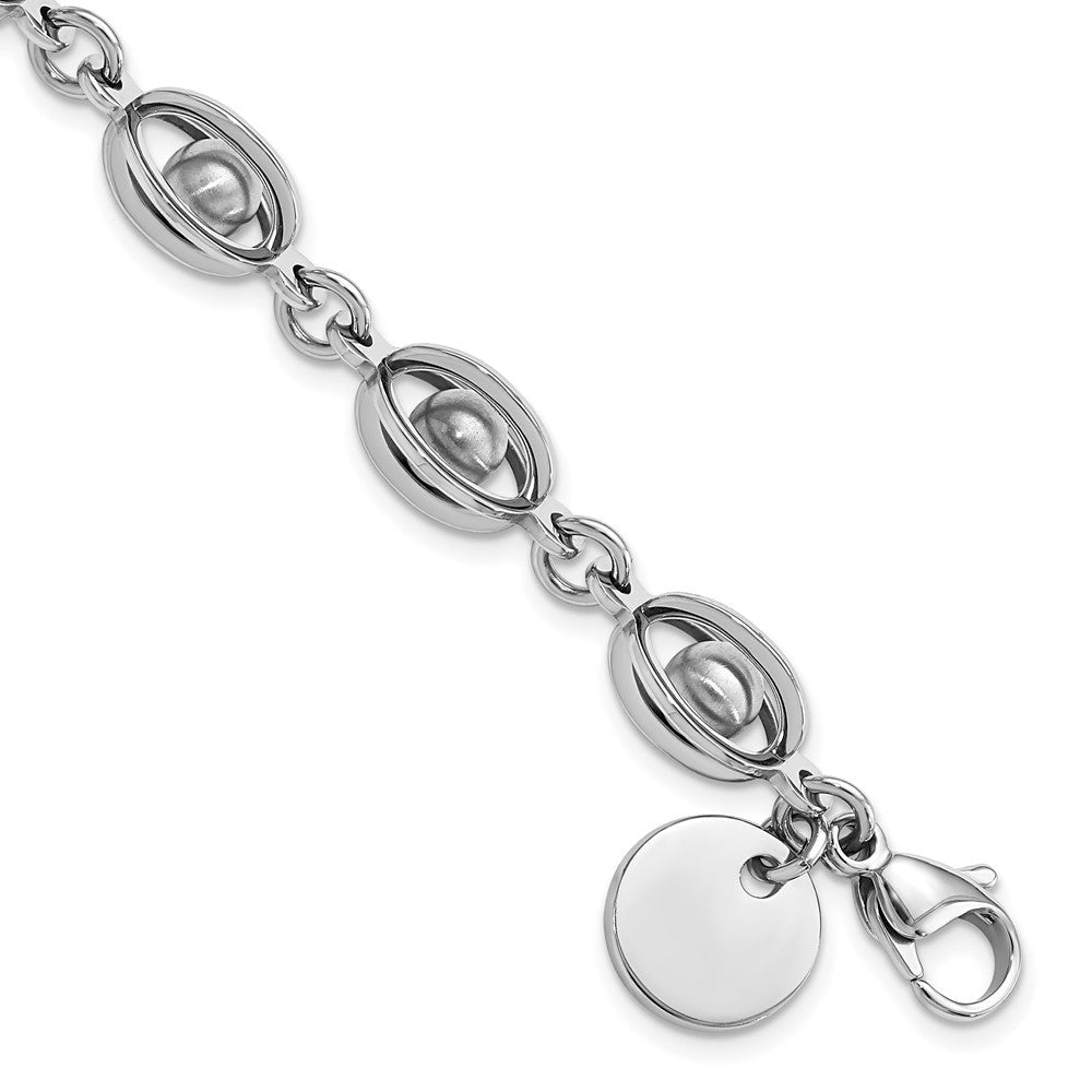 8 Zoll Edelstahl Poliert & Satiniert Oval Beweglich Kugel Armband
