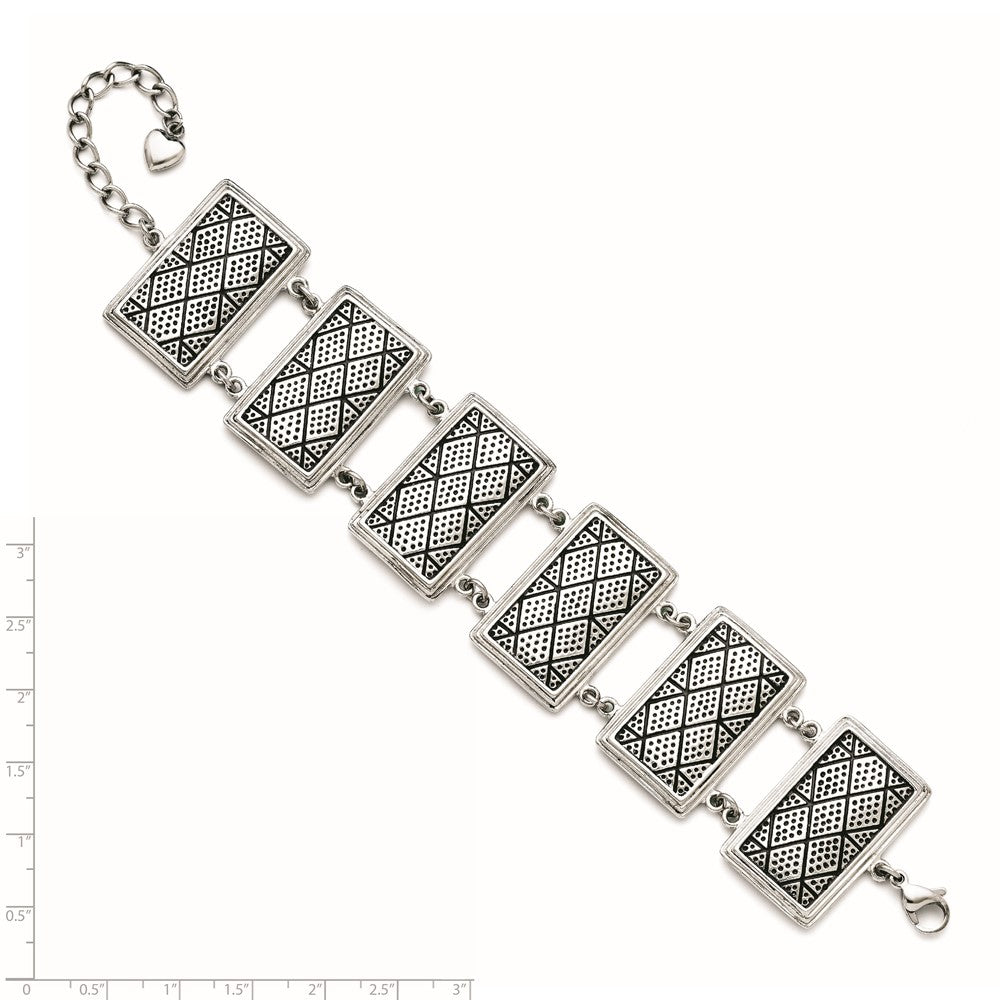 7.25 Zoll Edelstahl mit 2 Zoll Verlängerung Antikisiert Armband