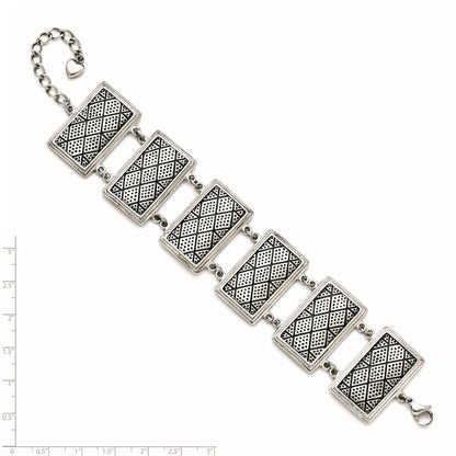 7.25 Zoll Edelstahl mit 2 Zoll Verlängerung Antikisiert Armband