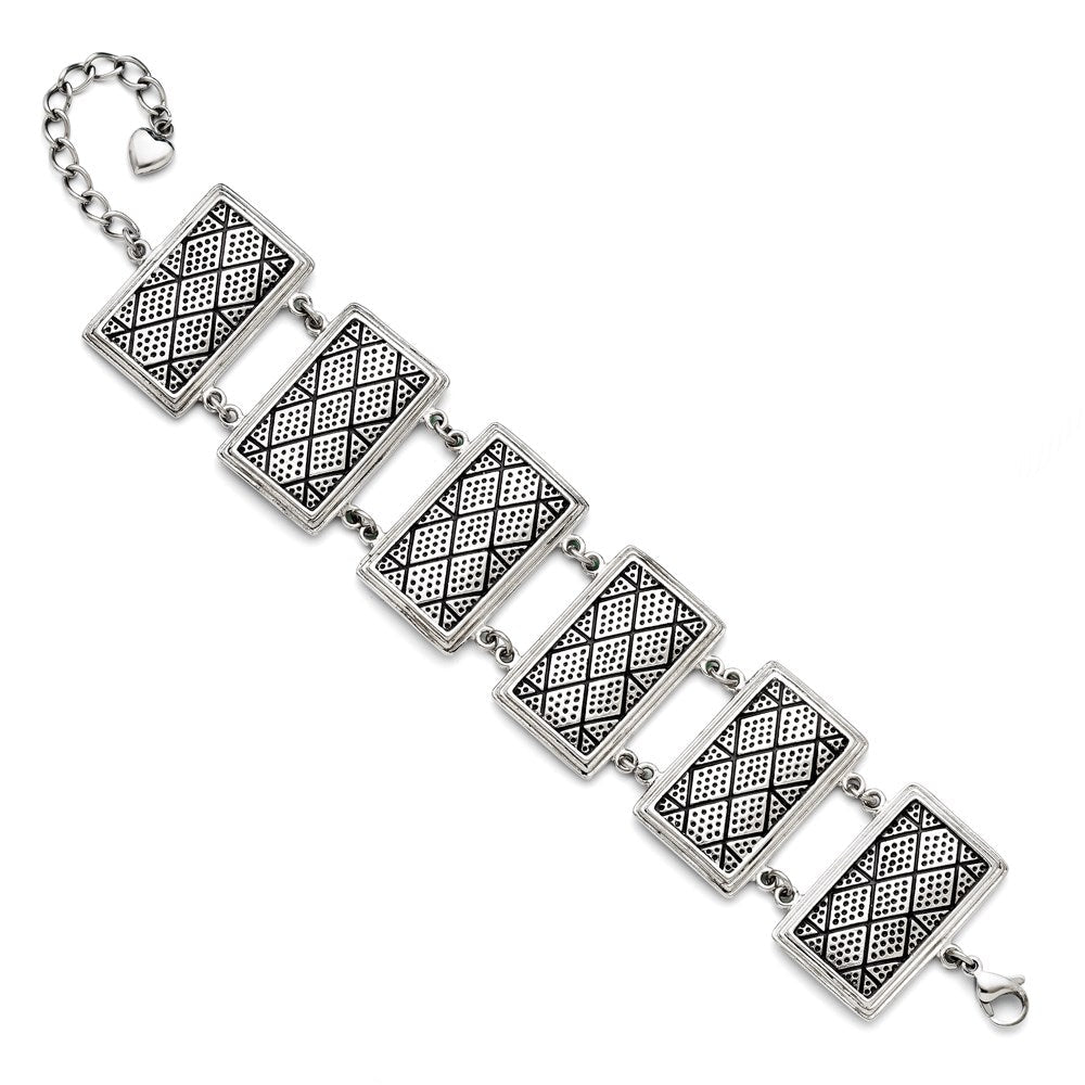 7.25 Zoll Edelstahl mit 2 Zoll Verlängerung Antikisiert Armband