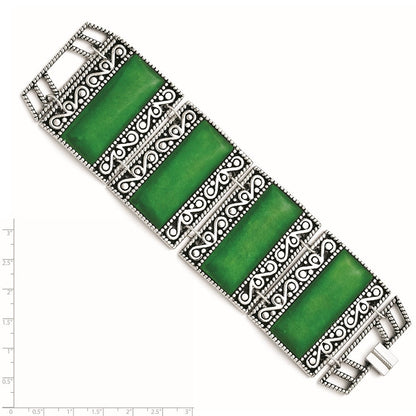 7.75 Zoll Edelstahl Synthetisch Jade Antikisiert Armband