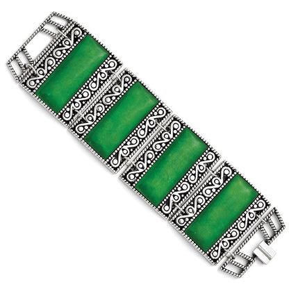 7.75 Zoll Edelstahl Synthetisch Jade Antikisiert Armband