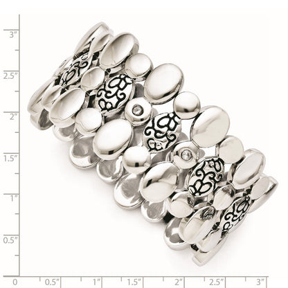 Edelstahl Zirkonia Antikisiert Dehnbar Armband
