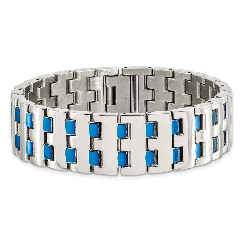 Edelstahl Chisel Poliert Blau Ip-beschichtet 8 Zoll Glieder Armband