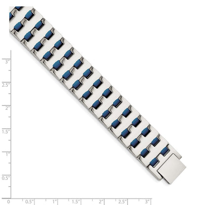 Edelstahl Chisel Poliert Blau Ip-beschichtet 8 Zoll Glieder Armband