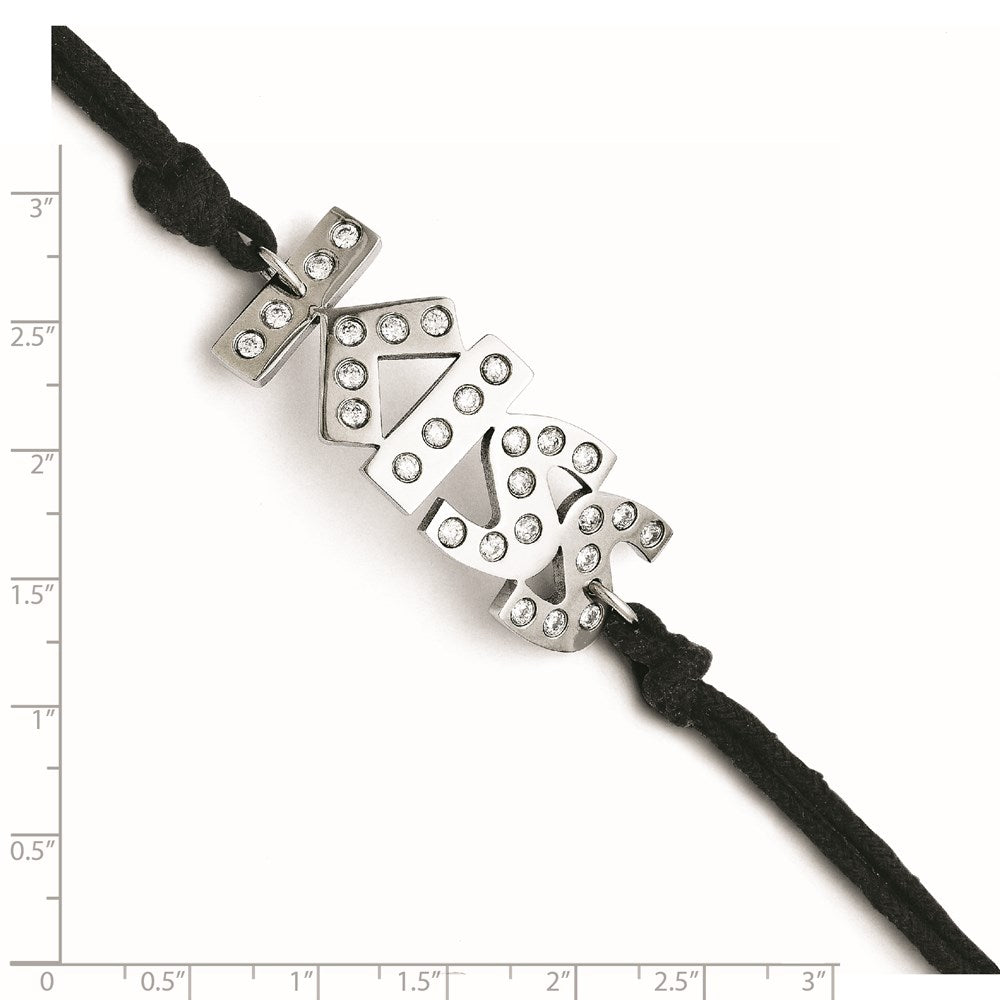7.75 Zoll Edelstahl Zirkonia Kiss mit 1.75ext Armband