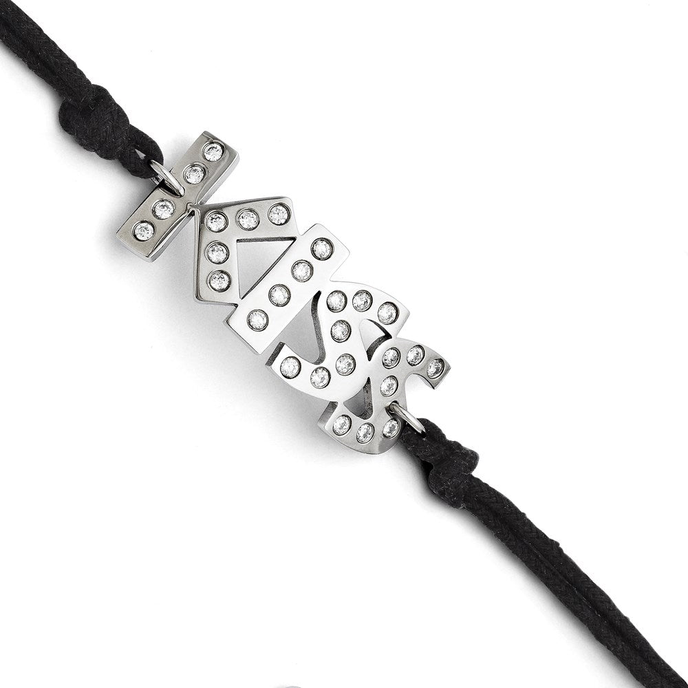 7.75 Zoll Edelstahl Zirkonia Kiss mit 1.75ext Armband