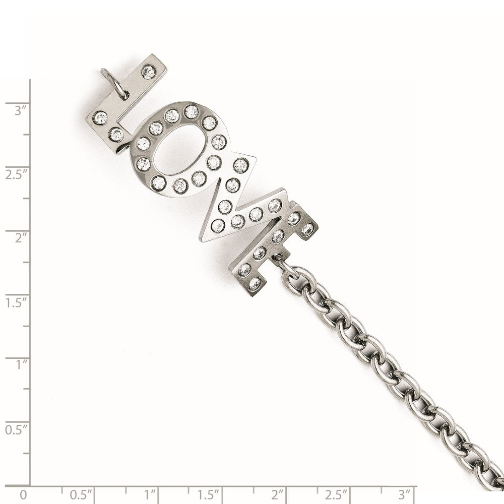 7.5 Zoll Edelstahl Zirkonia Liebe Poliert Armband