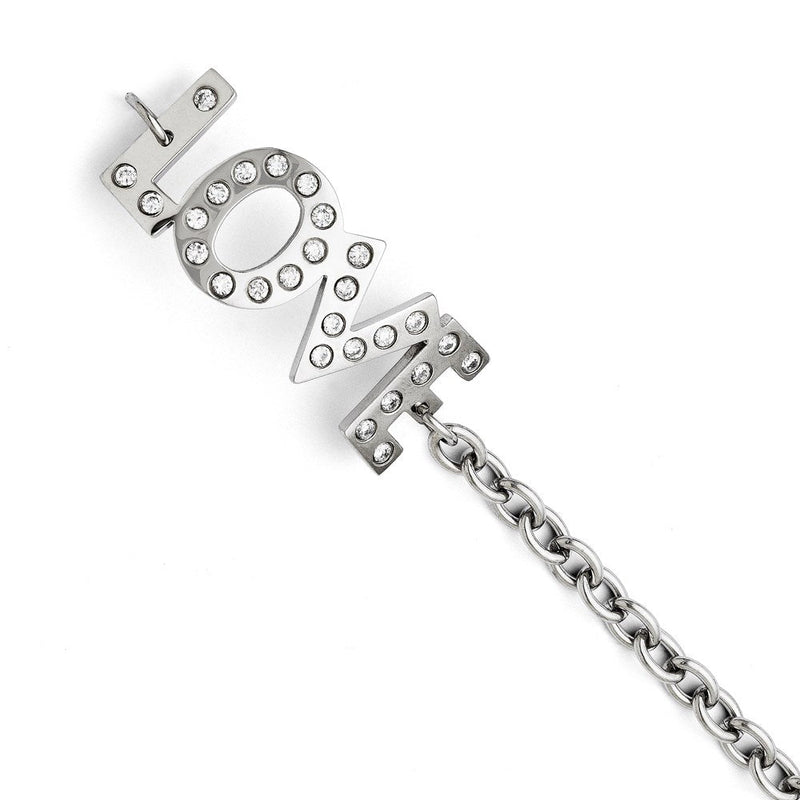 7.5 Zoll Edelstahl Zirkonia Liebe Poliert Armband