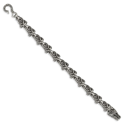 8.25 Zoll Chisel Edelstahl Antikisiert und Poliert Drache 8.75 Armband