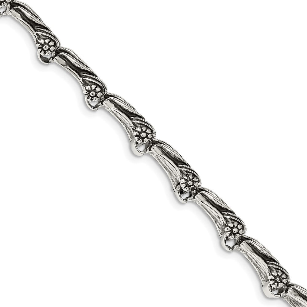8.25 Zoll Chisel Edelstahl Antikisiert und Poliert Drache 8.75 Armband
