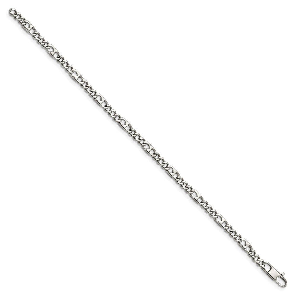 Edelstahl Chisel Poliert 4mm Figaro Gliederarmband