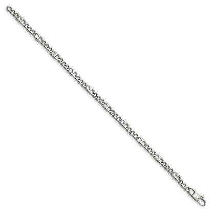 Edelstahl Chisel Poliert 4mm Figaro Gliederarmband