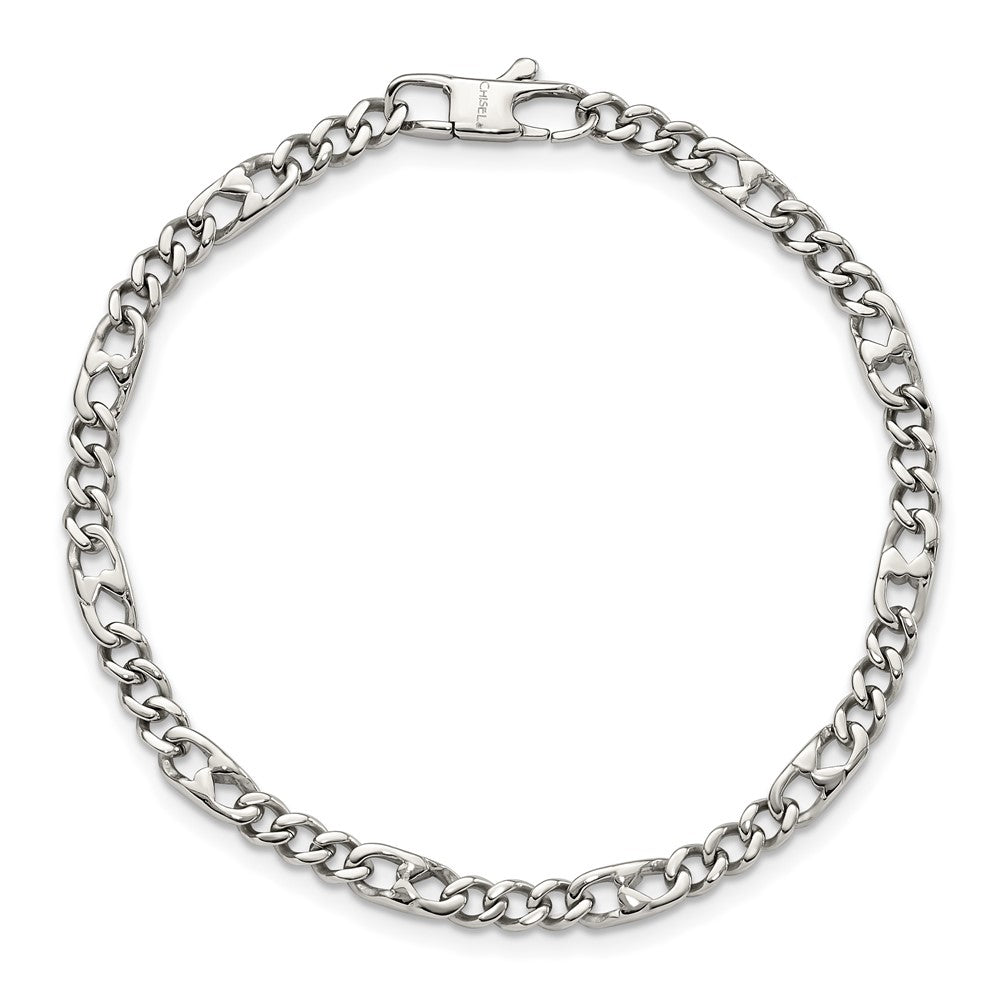 Edelstahl Chisel Poliert 4mm Figaro Gliederarmband
