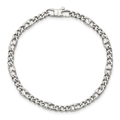 Edelstahl Chisel Poliert 4mm Figaro Gliederarmband