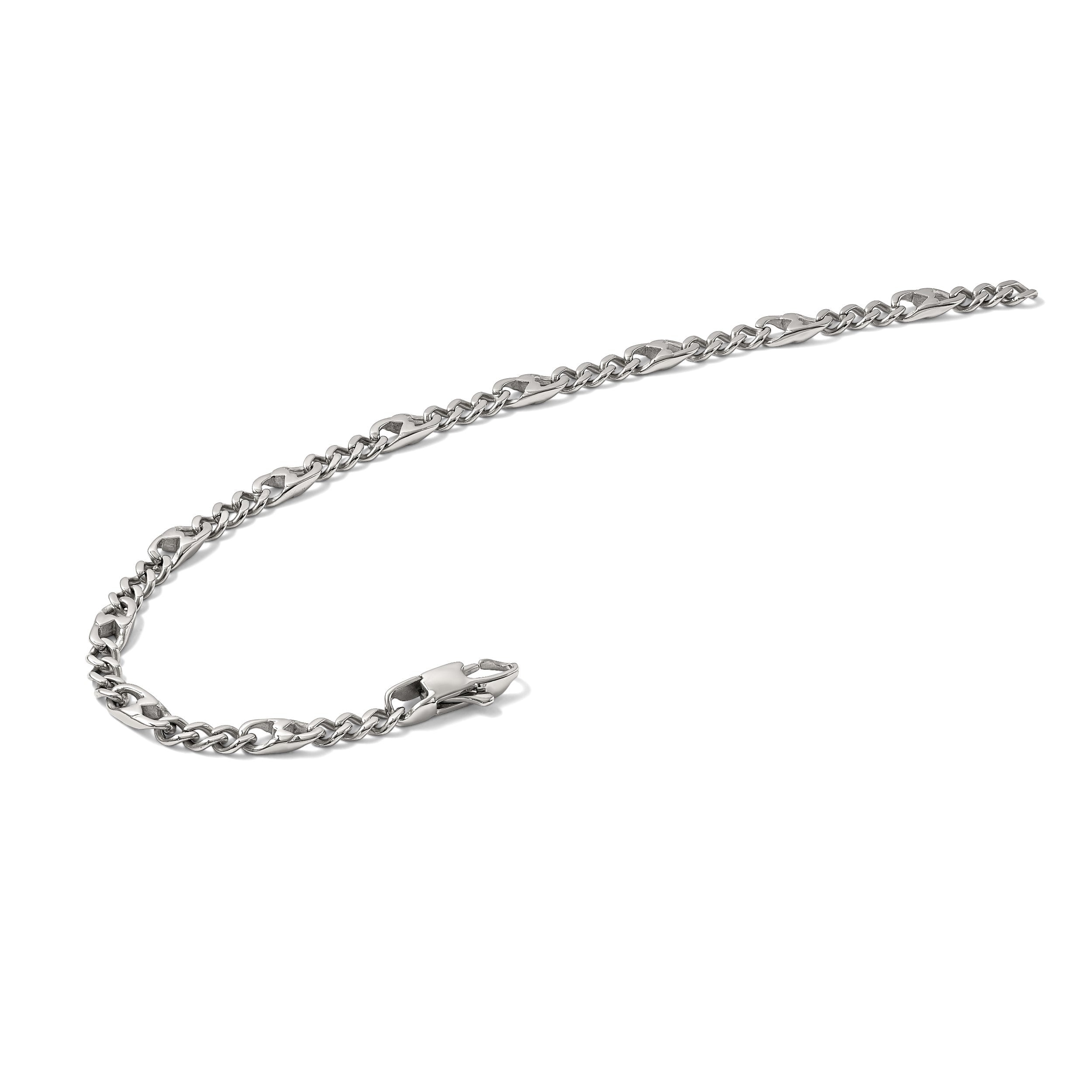 Edelstahl Chisel Poliert 4mm Figaro Gliederarmband