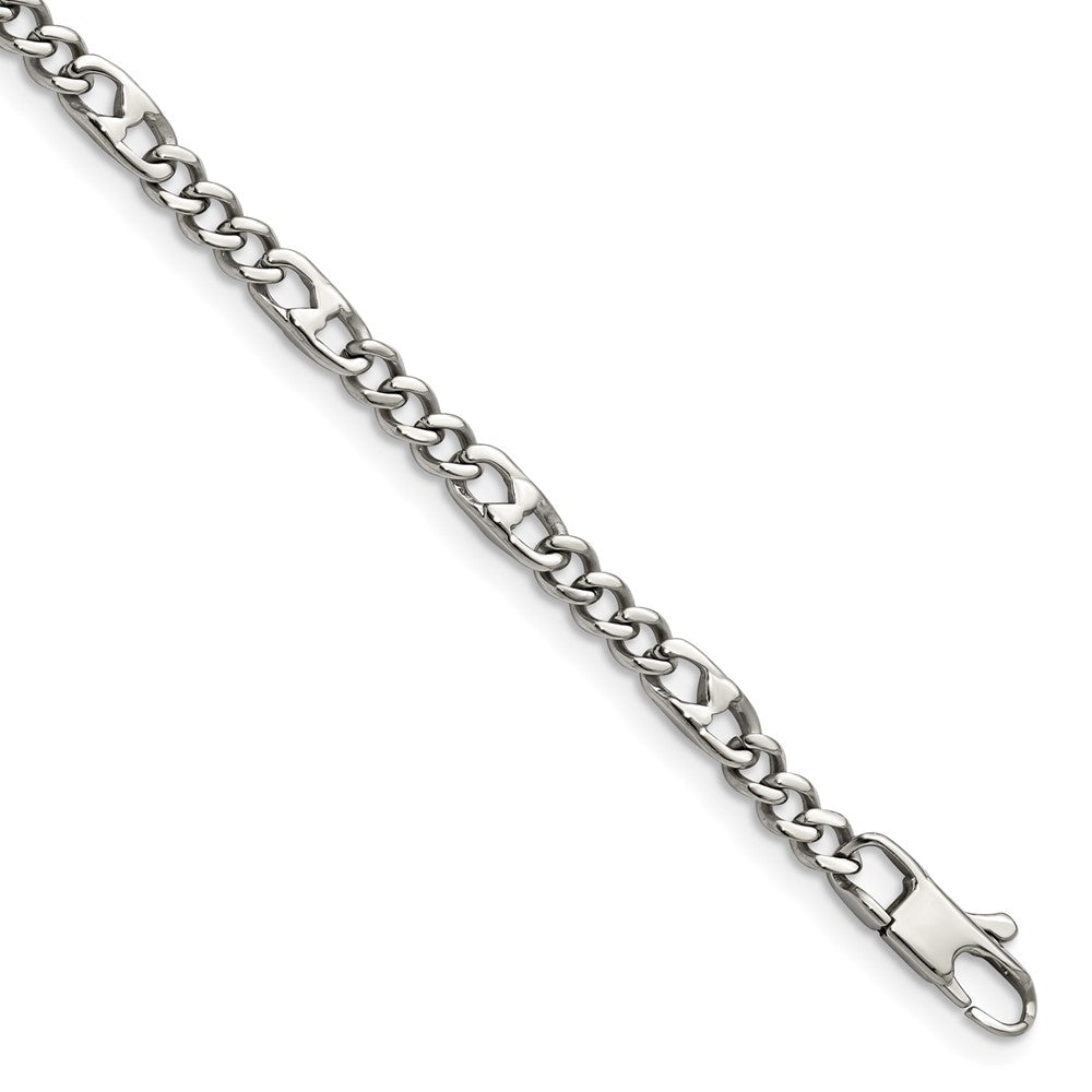 Edelstahl Chisel Poliert 4mm Figaro Gliederarmband