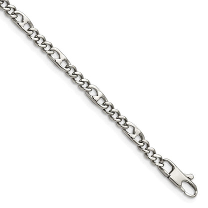 Edelstahl Chisel Poliert 4mm Figaro Gliederarmband