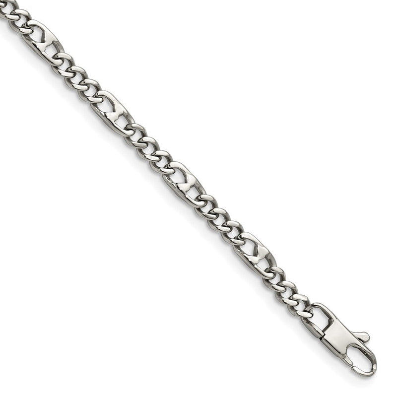 Edelstahl Chisel Poliert 4mm Figaro Gliederarmband