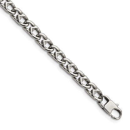 Edelstahl Chisel Poliert 6mm 8.5 Zoll Fantasieglieder Armband