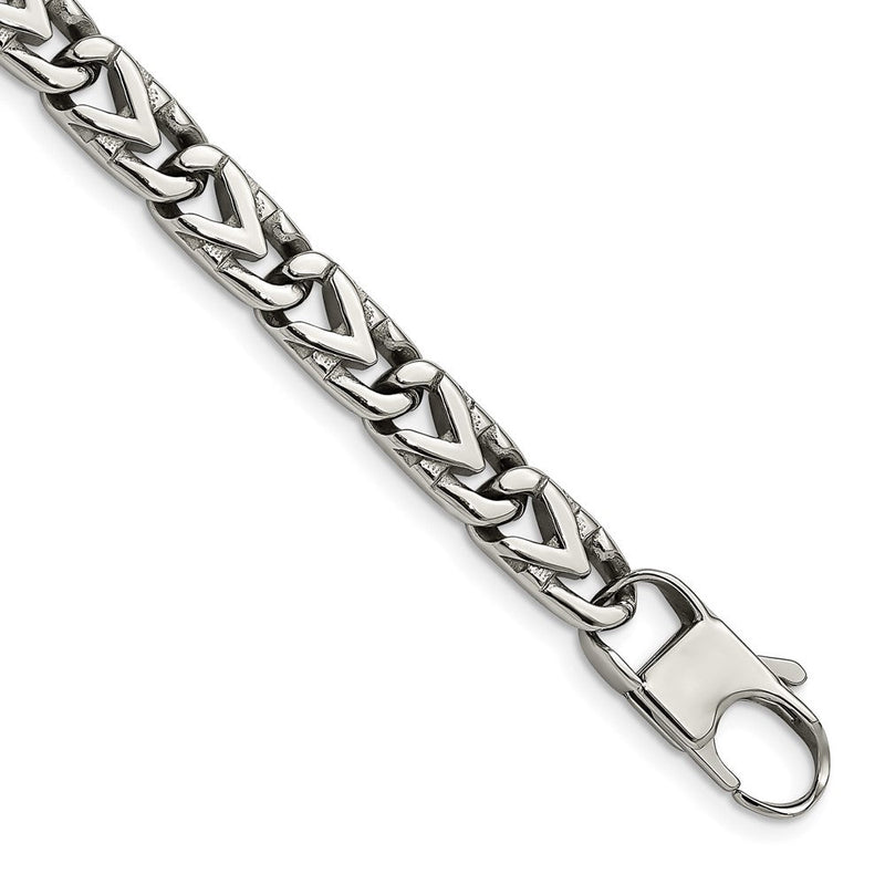 Edelstahl Chisel Poliert 8mm 8.5 Zoll Fantasieglieder Armband