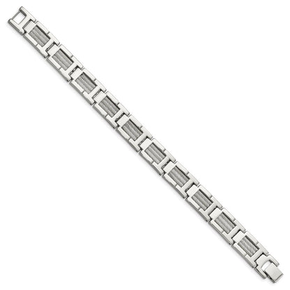 Edelstahl Chisel Gebürstet und Poliert mit Ankerkette Inlacy 8.5 Zoll Glieder Armband