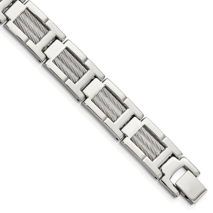 Edelstahl Chisel Gebürstet und Poliert mit Ankerkette Inlacy 8.5 Zoll Glieder Armband