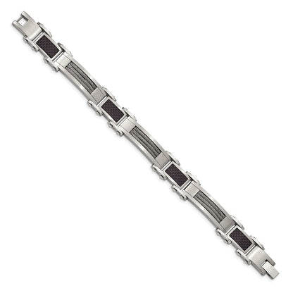 9 Zoll Chisel Edelstahl Poliert mit Ankerkette und Schwarz Karbon Faser Einlage 8.75 Glieder Armband