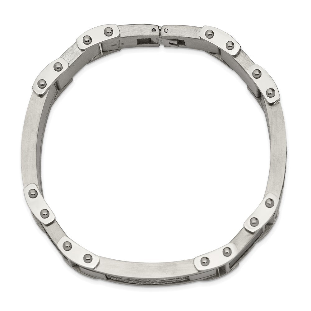 9 Zoll Chisel Edelstahl Poliert mit Ankerkette und Schwarz Karbon Faser Einlage 8.75 Glieder Armband