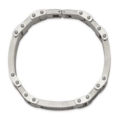 9 Zoll Chisel Edelstahl Poliert mit Ankerkette und Schwarz Karbon Faser Einlage 8.75 Glieder Armband