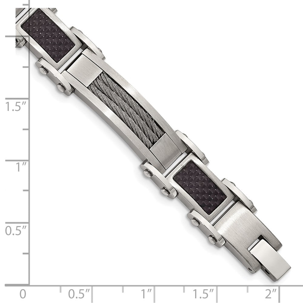 9 Zoll Chisel Edelstahl Poliert mit Ankerkette und Schwarz Karbon Faser Einlage 8.75 Glieder Armband
