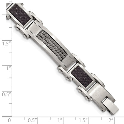 9 Zoll Chisel Edelstahl Poliert mit Ankerkette und Schwarz Karbon Faser Einlage 8.75 Glieder Armband
