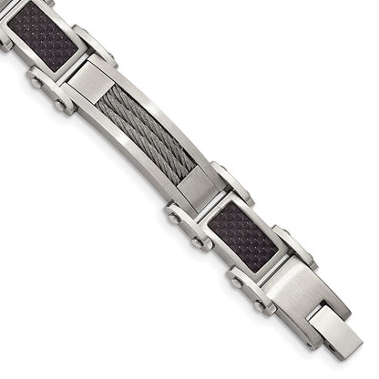 9 Zoll Chisel Edelstahl Poliert mit Ankerkette und Schwarz Karbon Faser Einlage 8.75 Glieder Armband