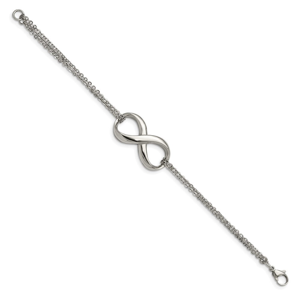 Edelstahl Chisel Poliert Unendlichkeit Symbol 7.5 Zoll Multi-strand Armband