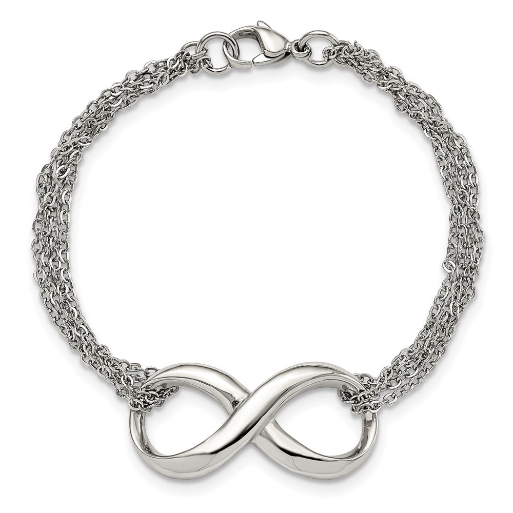 Edelstahl Chisel Poliert Unendlichkeit Symbol 7.5 Zoll Multi-strand Armband