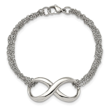 Edelstahl Chisel Poliert Unendlichkeit Symbol 7.5 Zoll Multi-strand Armband