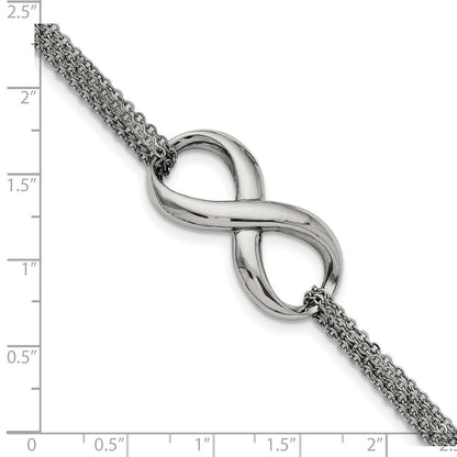 Edelstahl Chisel Poliert Unendlichkeit Symbol 7.5 Zoll Multi-strand Armband