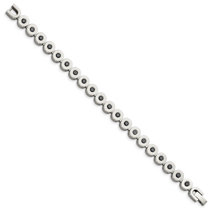 7.5 Zoll Edelstahl Poliert mit Schwarz Zirkonia 7.5 Zoll Armband