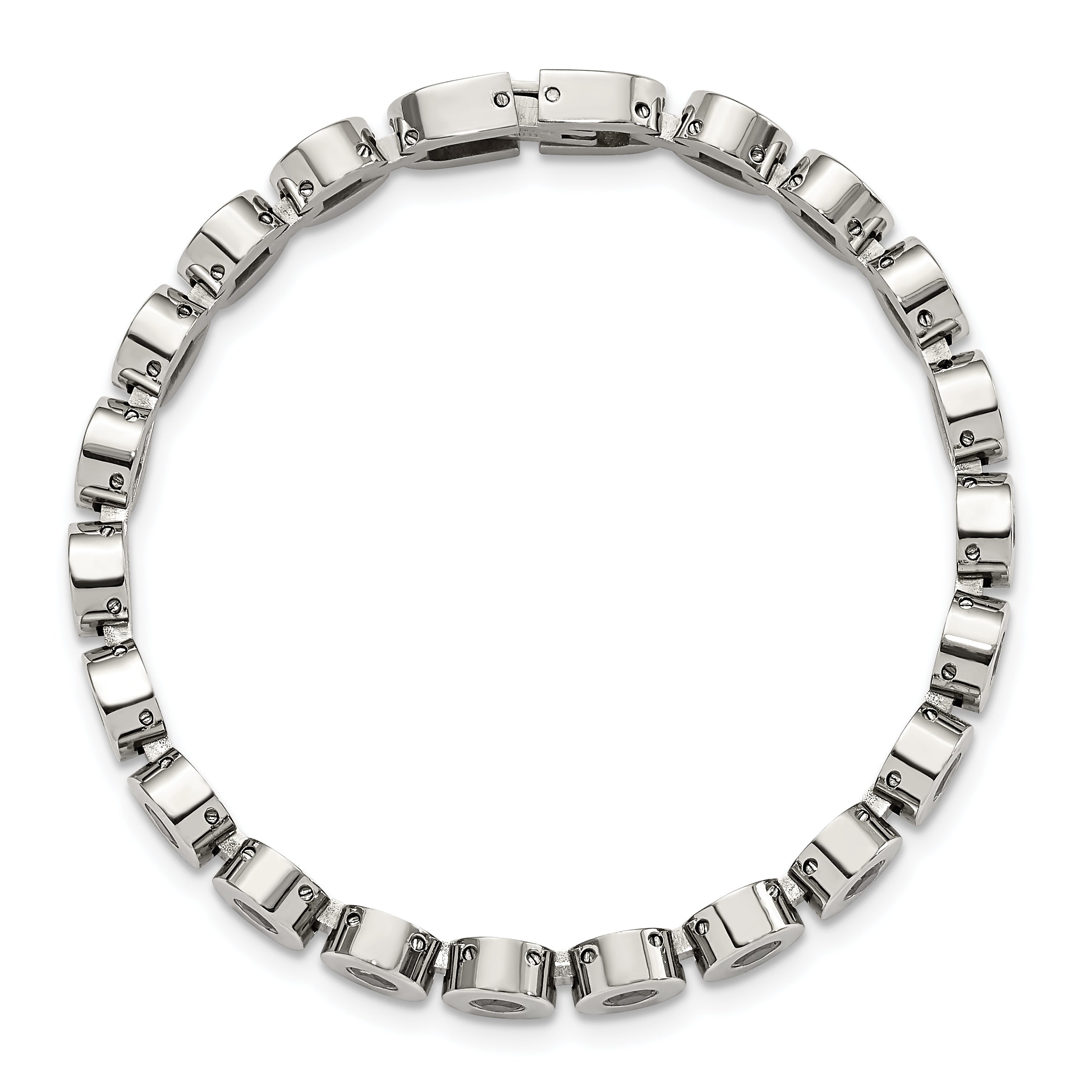 7.5 Zoll Edelstahl Poliert mit Schwarz Zirkonia 7.5 Zoll Armband