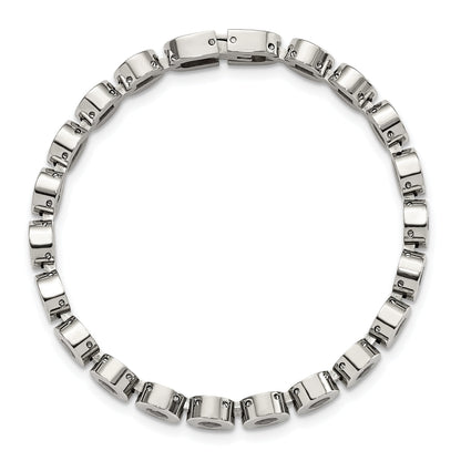 7.5 Zoll Edelstahl Poliert mit Schwarz Zirkonia 7.5 Zoll Armband