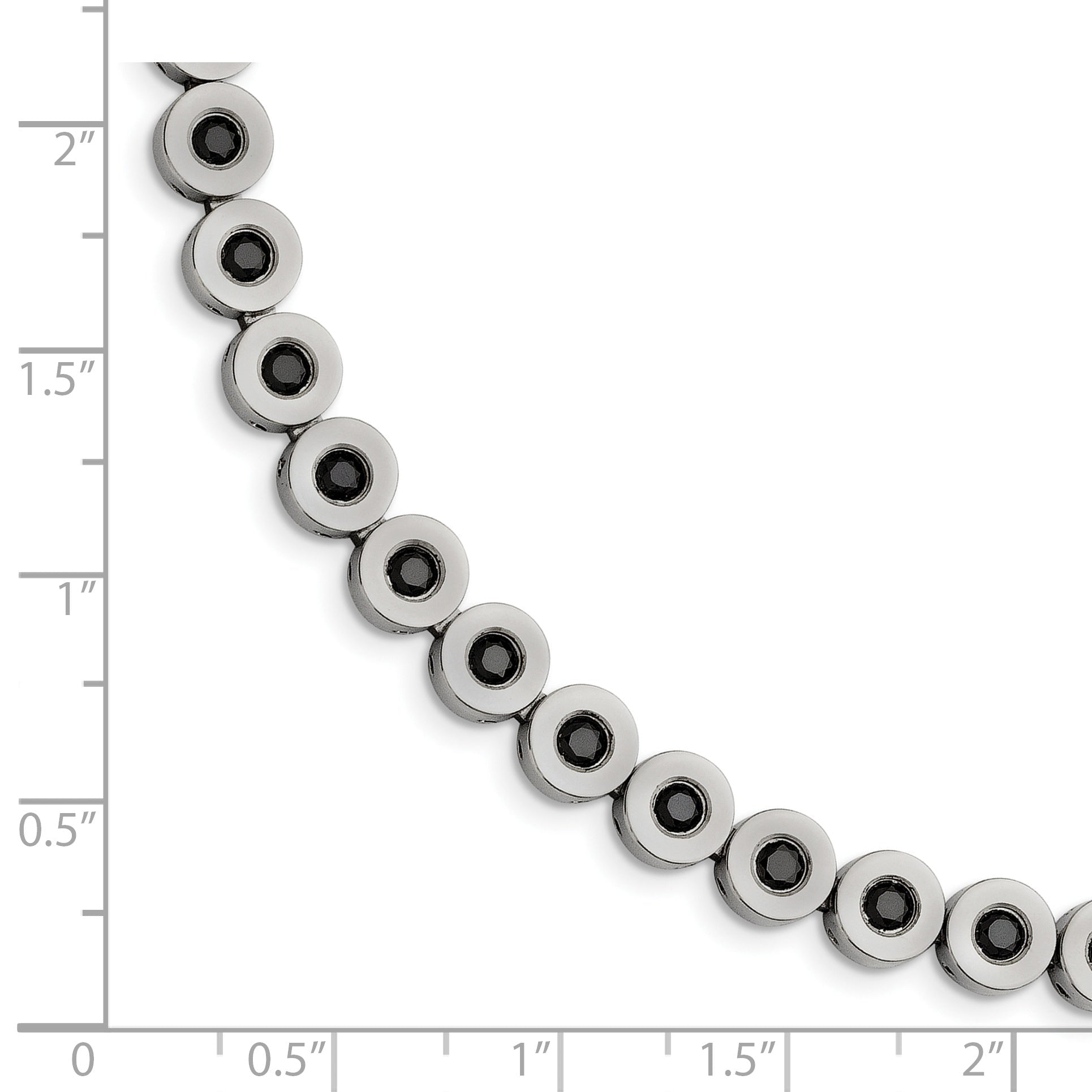 7.5 Zoll Edelstahl Poliert mit Schwarz Zirkonia 7.5 Zoll Armband