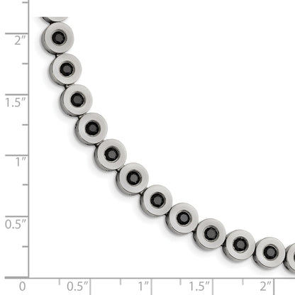 7.5 Zoll Edelstahl Poliert mit Schwarz Zirkonia 7.5 Zoll Armband