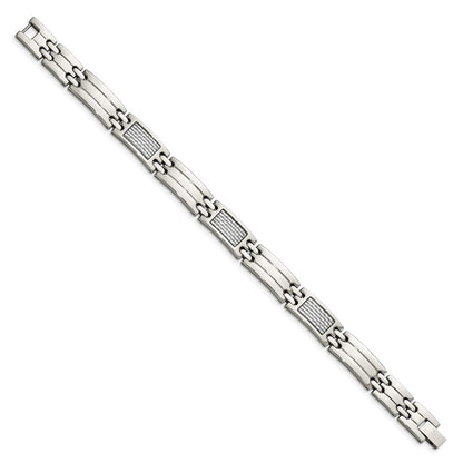 Edelstahl Chisel Poliert mit Grau Karbon Faser Einlage 8.5 Zoll Glieder Armband