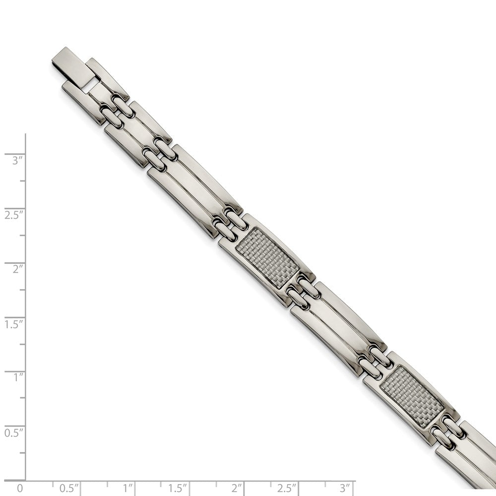 Edelstahl Chisel Poliert mit Grau Karbon Faser Einlage 8.5 Zoll Glieder Armband