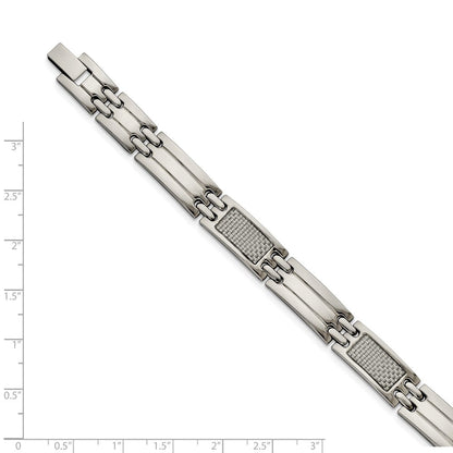 Edelstahl Chisel Poliert mit Grau Karbon Faser Einlage 8.5 Zoll Glieder Armband