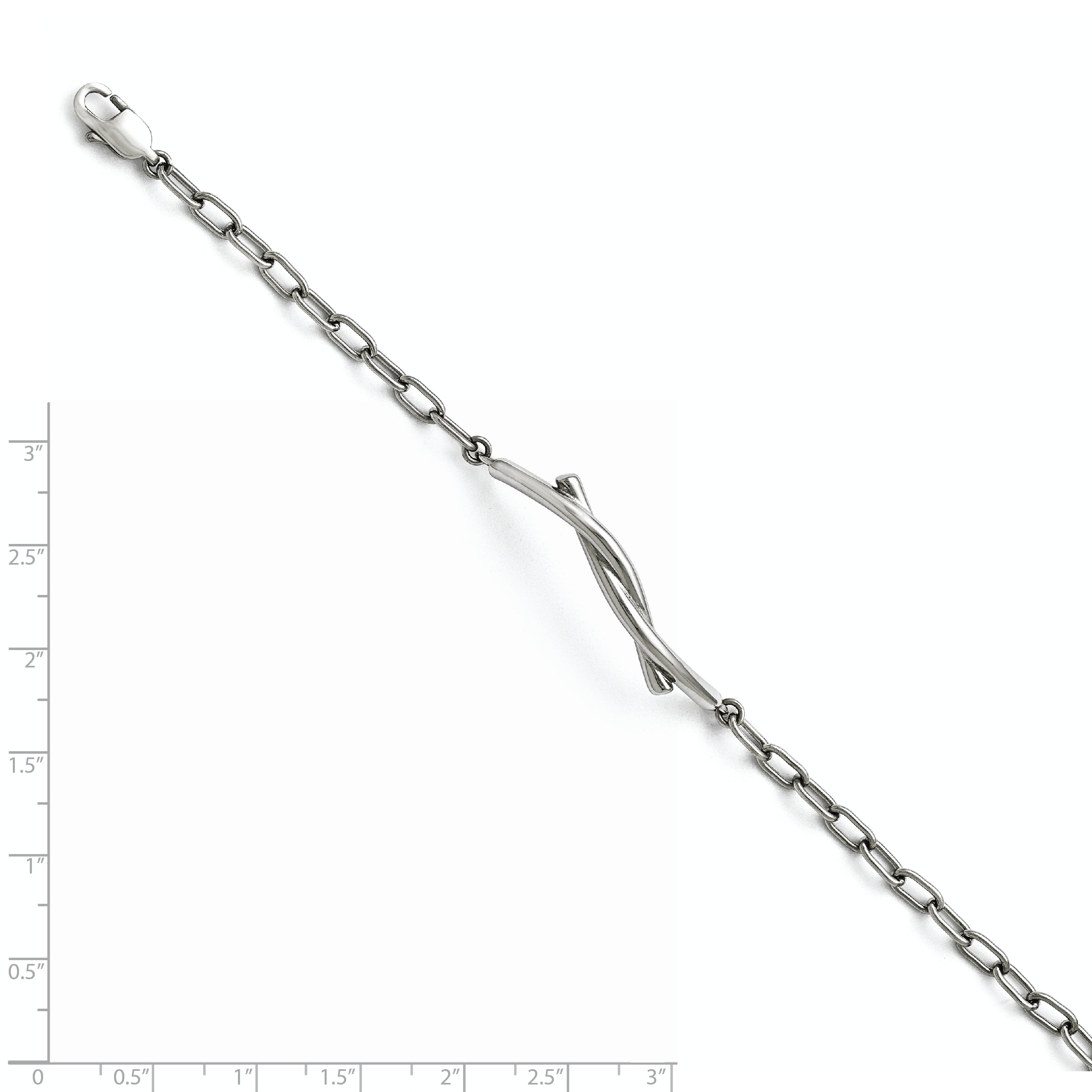 7 Zoll Edelstahl Poliert und Gedreht Armband