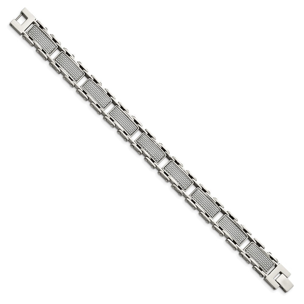 Edelstahl Chisel Poliert mit Grau Karbon Faser Einlage 8.5 Zoll Glieder Armband