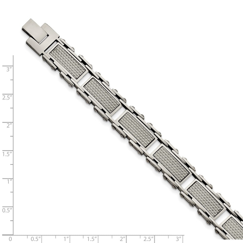 Edelstahl Chisel Poliert mit Grau Karbon Faser Einlage 8.5 Zoll Glieder Armband