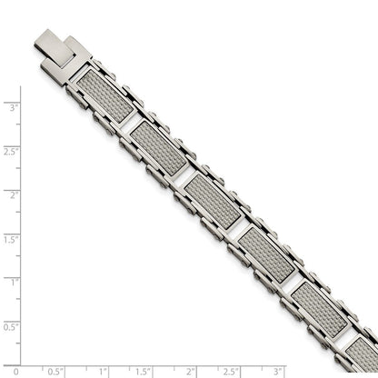 Edelstahl Chisel Poliert mit Grau Karbon Faser Einlage 8.5 Zoll Glieder Armband
